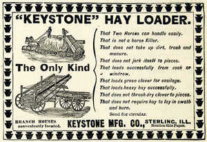 1893 Ad Keystone Hay Loader Wagon Horse Farm Equipment Sterling IL CCG1