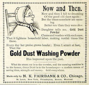 1893 Ad Gold Dust Washing Powder NK Fairbank Grandmother Household Cleaner CCG1