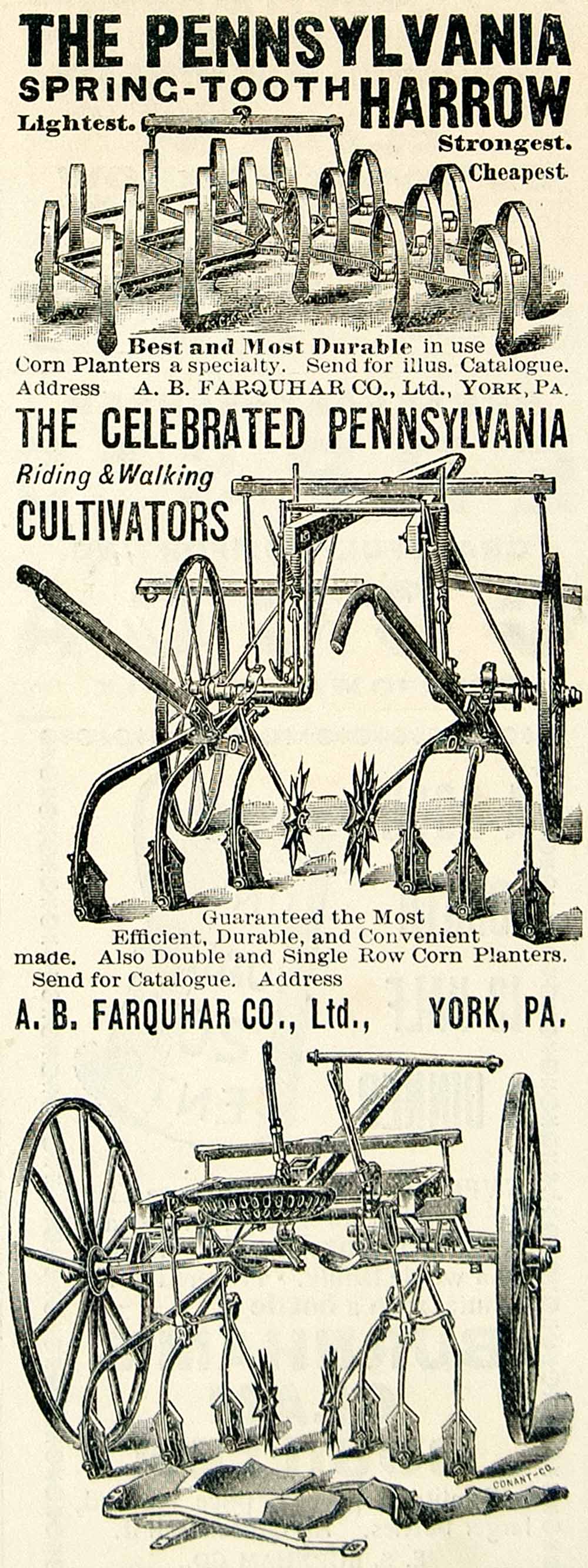 1894 Ad AB Farquhar Pennsylvania Spring Tooth Harrow Farm Machine CCG1