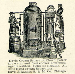 1894 Ad Rankin Davis Milk Cream Separator Dairy Farm Equipment Hot Water CCG1