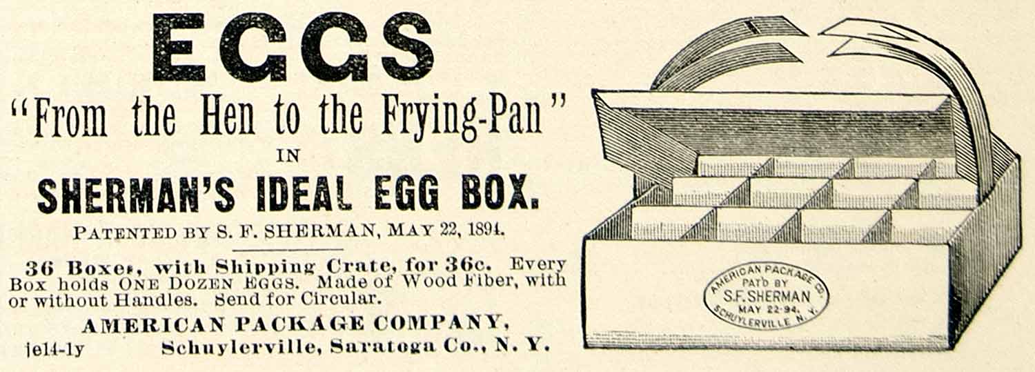 1894 Ad American Package SF Sherman Egg Box Shipping Crate Wood Fiber Farm CCG1