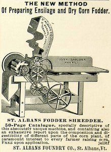1895 Ad St Albans Foundry Fodder Shredder Farm Machinery Ensilage Dry Corn CCG1