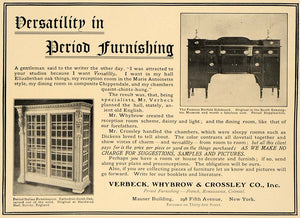 1907 Ad Verbeck Whybrow Crossley Furniture Sideboard - ORIGINAL ADVERTISING CL4