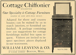 1907 Ad Cottage Chiffonier William Leavens Furniture - ORIGINAL ADVERTISING CL4