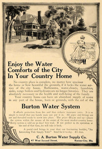 1907 Ad C.A. Burton Water System Country Home Pricing ORIGINAL ADVERTISING CL4