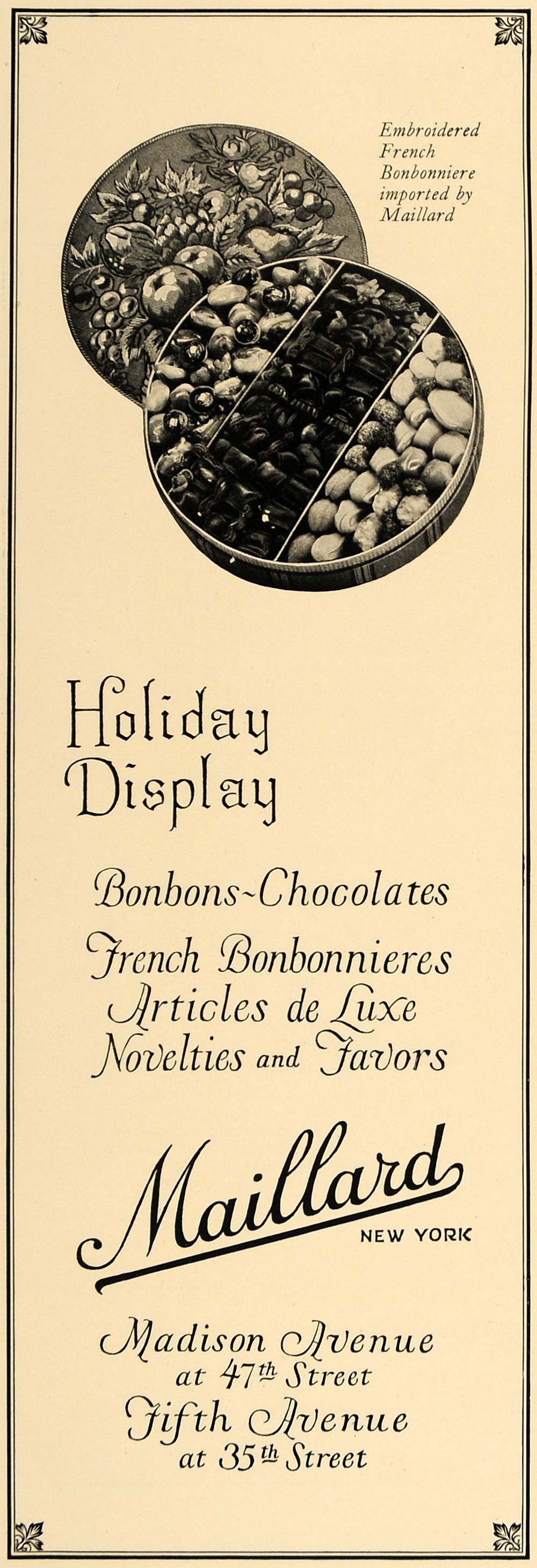 1923 Ad Maillard Bonbons Chocolates French Bonbonniere - ORIGINAL CL4