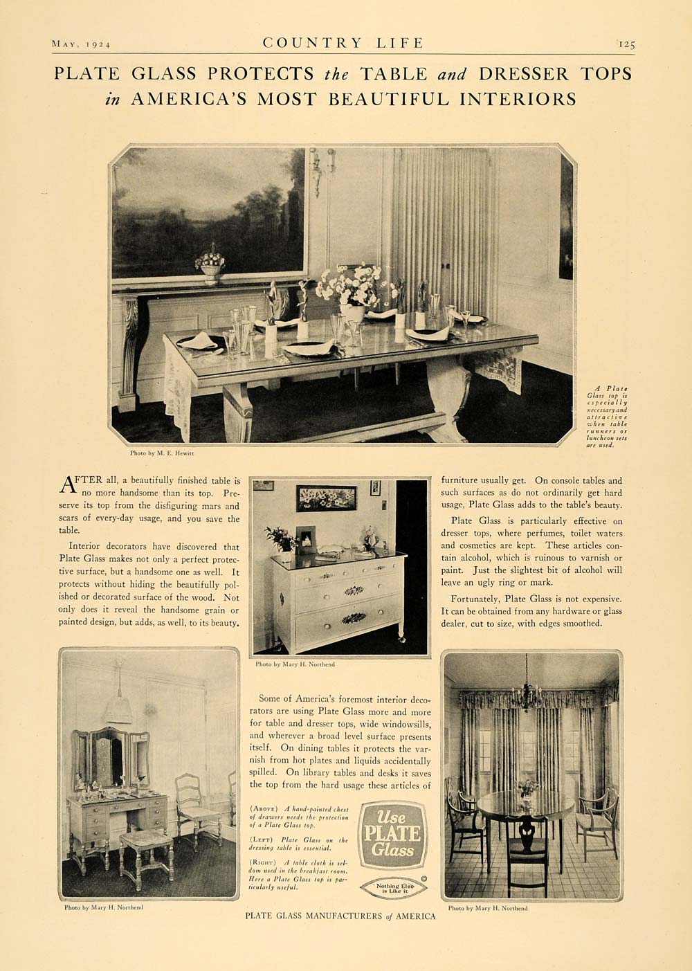 1924 Ad Plate Glass Manufacturers America Table Tops - ORIGINAL ADVERTISING CL4