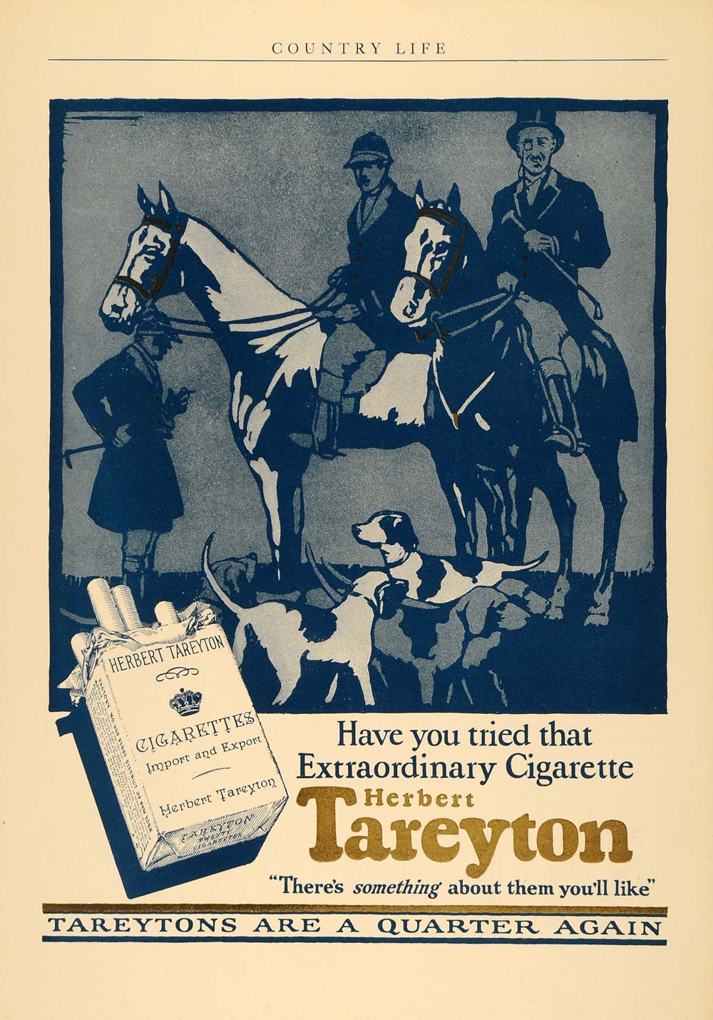 1926 Ad Herbert Tareyton Cigarette Illustration Polo - ORIGINAL ADVERTISING CL6