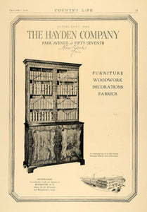 1927 Ad Hayden Furniture Woodwork Fabrics Decorations - ORIGINAL ADVERTISING CL6