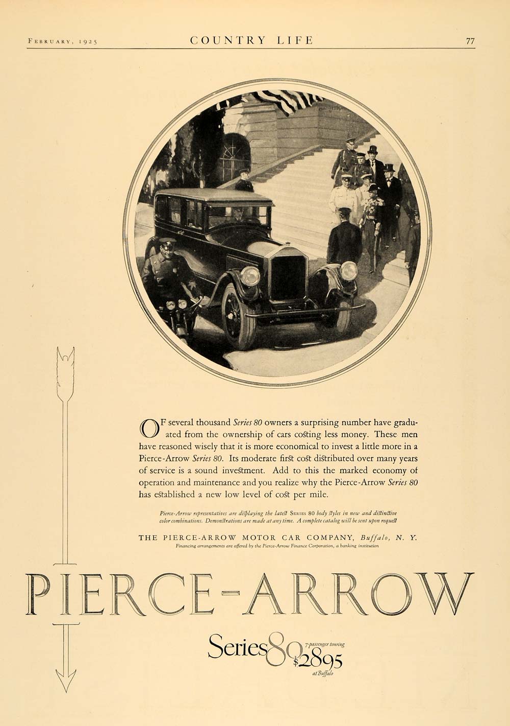 1925 Ad Pierce Arrow Series 80 Pricing Buffalo New York - ORIGINAL