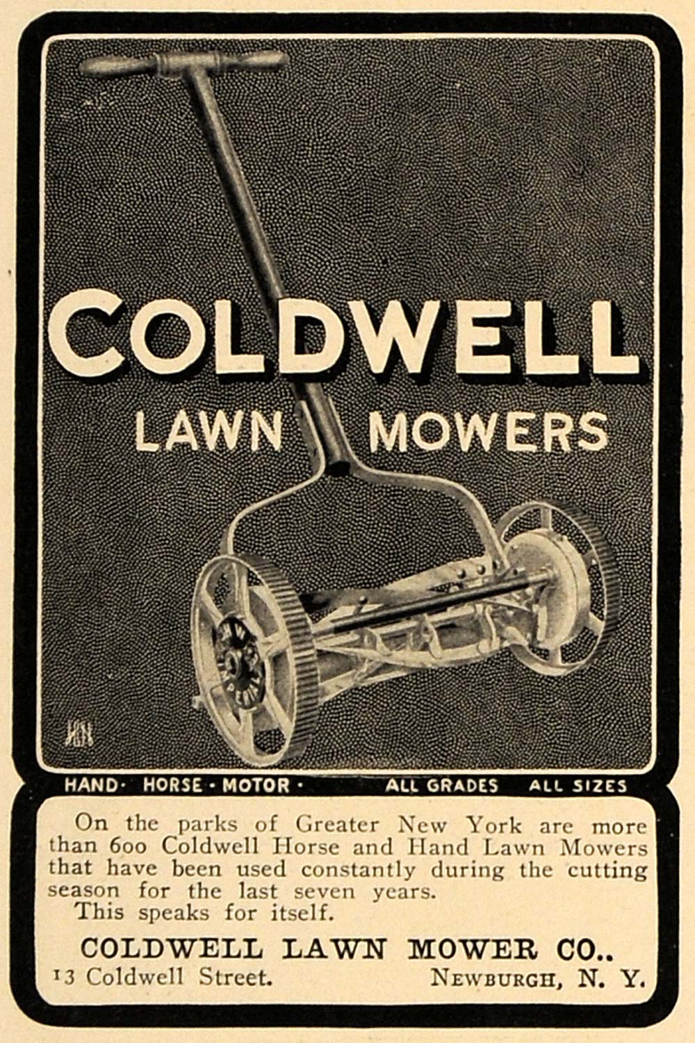 1905 Ad Coldwell Lawn Mower Toro Company Minneapolis ORIGINAL ADVERTISING CL7