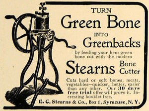 1906 Ad E C Stearns Company Green Bone Cutter Hens Tool - ORIGINAL CL8