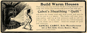 1906 Ad Samuel Cabot's Sheathing Quilt Insulating Home - ORIGINAL CL8