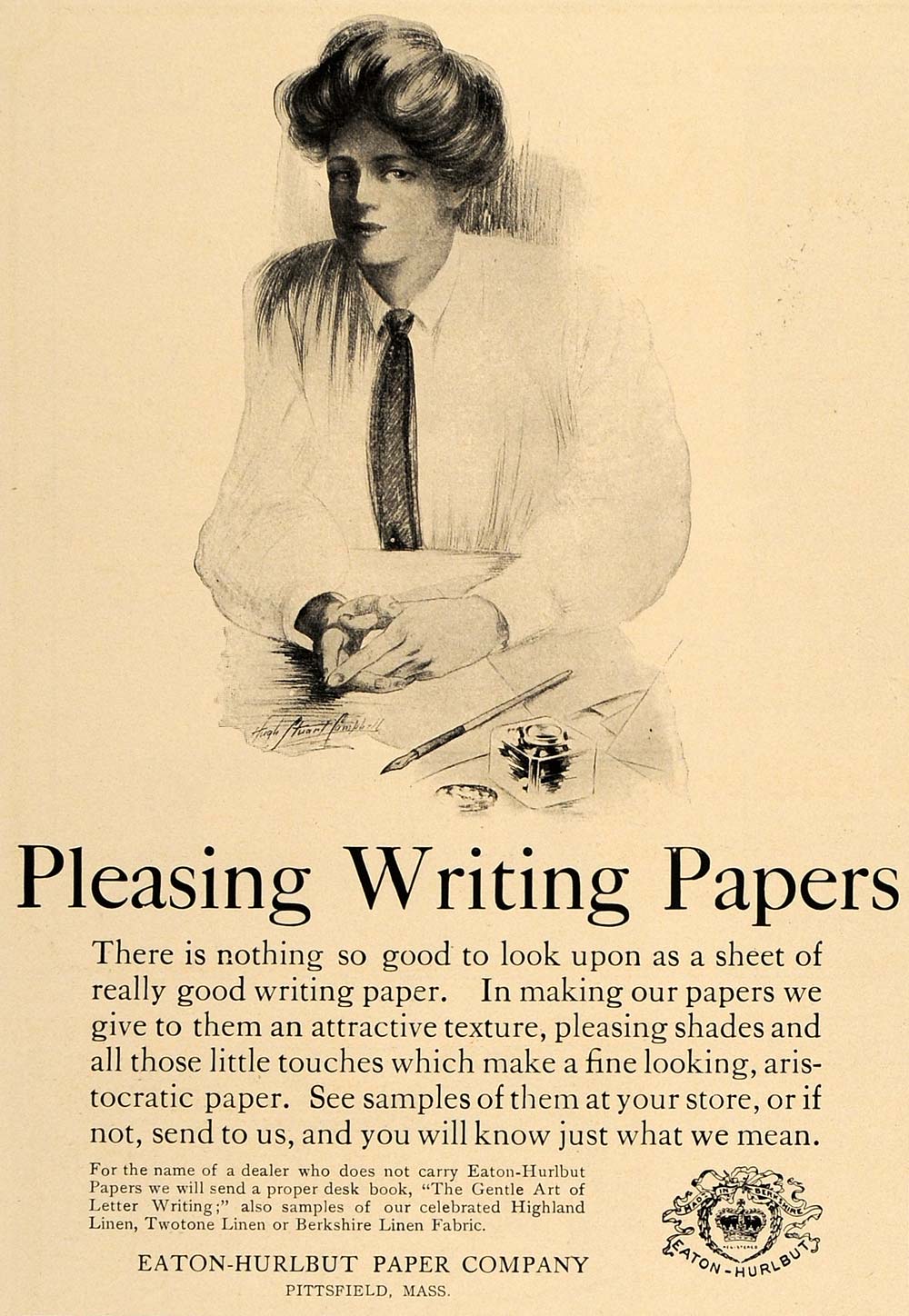 1906 Ad Eaton-Hurlbut Paper Writing Fountain Ink Pen - ORIGINAL ADVERTISING CL8