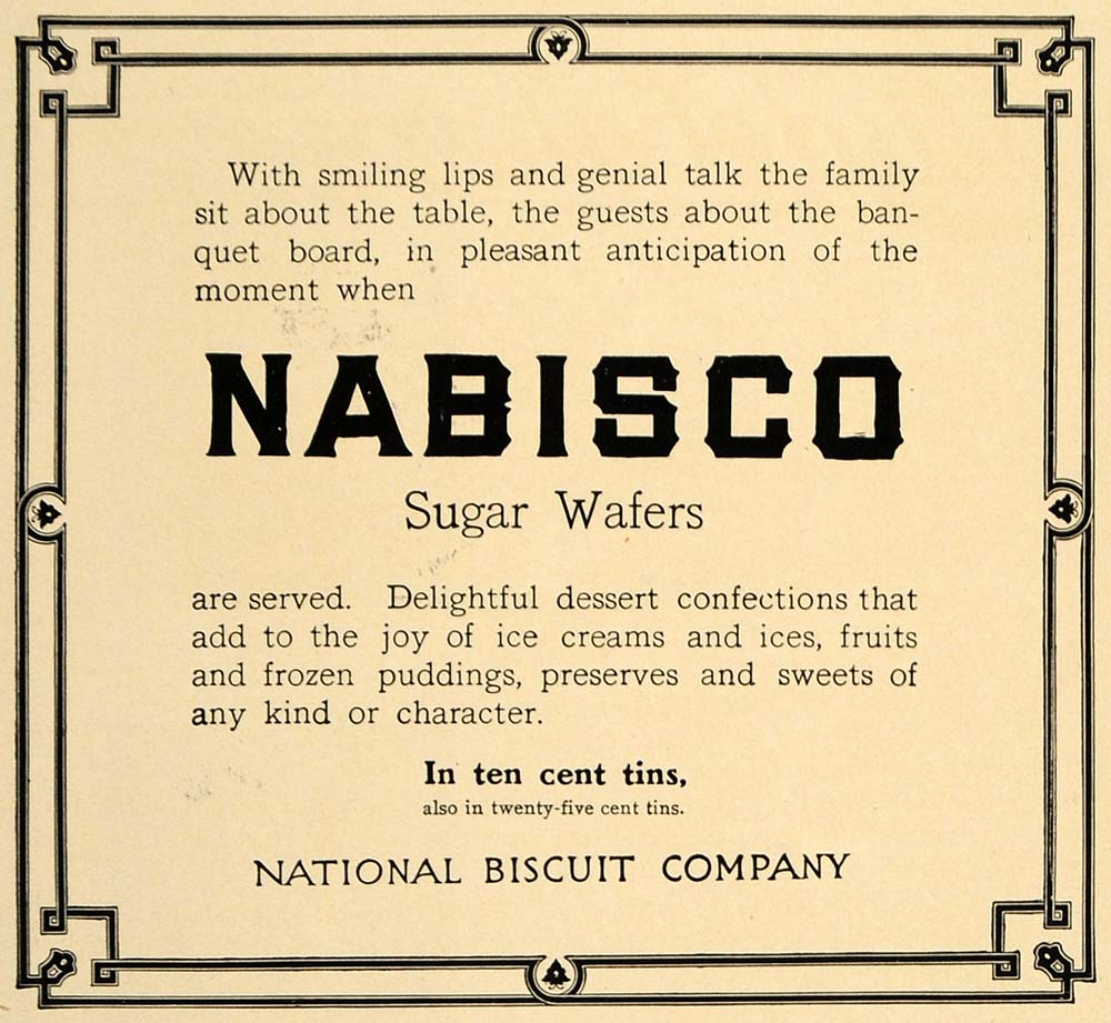 1907 Ad Kraft Food Nabisco Sugar Wafer National Biscuit - ORIGINAL CL9