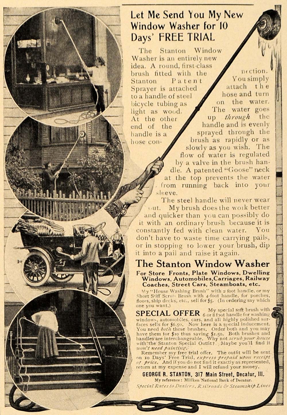 1907 Ad George R. Stanton Window Washer Free Trial - ORIGINAL ADVERTISING CL9
