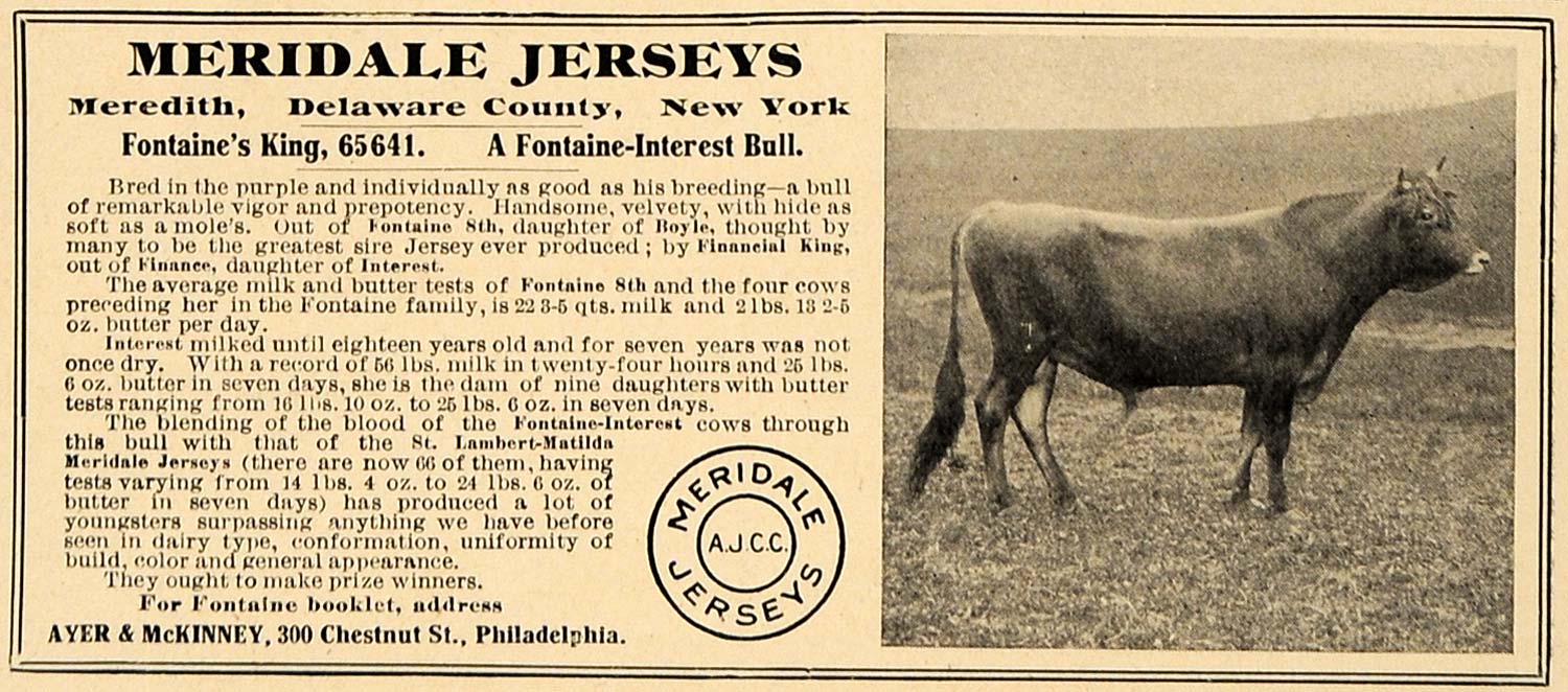 1907 Ad Meridale Jerseys Fontaine's King Ayer McKinney - ORIGINAL CL9