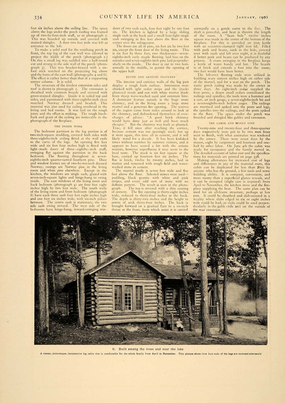 1906 Article $600 Log Cabin Building Construction Architecture Wood Forest CLA1