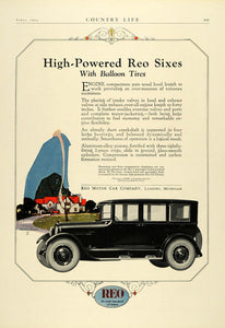 1924 Ad Antique Enclosed Reo Six Sedan American Automobile Balloon Tires  COL3