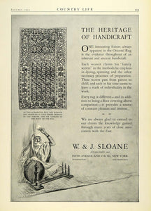 1923 Ad W & J Sloane Handicraft Oriental Rugs Kurdestan Floor Covering COL3