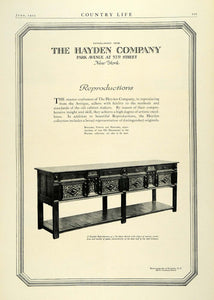 1923 Ad Hayden Co Reproduction Furniture Brocades Jacobean Dresser 17th COL3