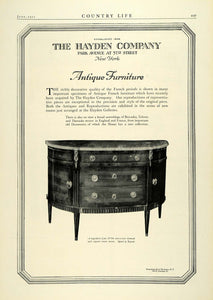 1922 Ad Hayden Co Antique Furniture Louis XVI Commode Roussei Reproductions COL3