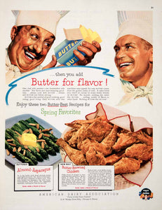 1952 Ad American Dairy Association Butter Almond Asparagus Browned Chicken COLL3