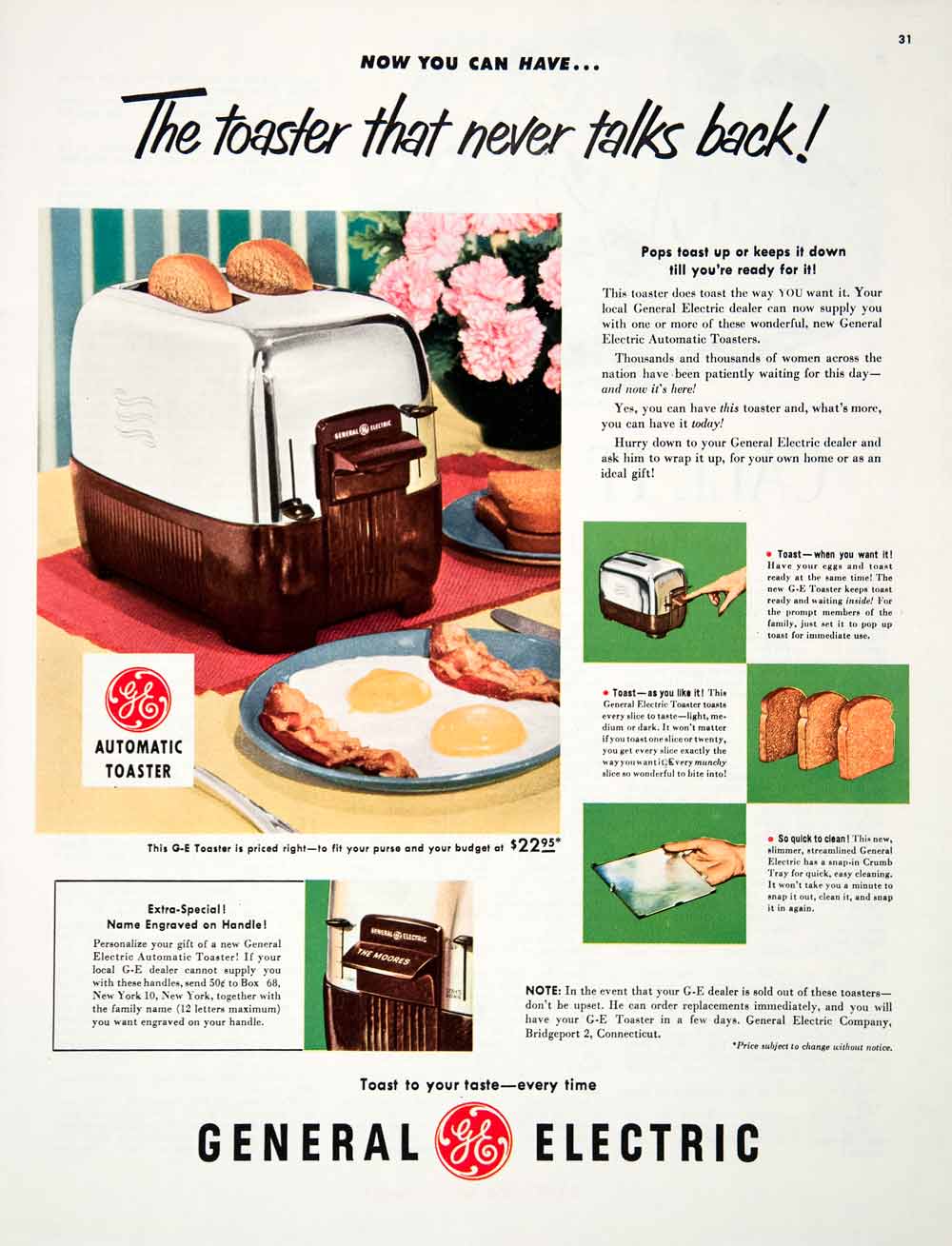 1957 GE Toaster Oven Ad ~ A Toaster That's An Oven, Too!, Vintage  Appliance Ads
