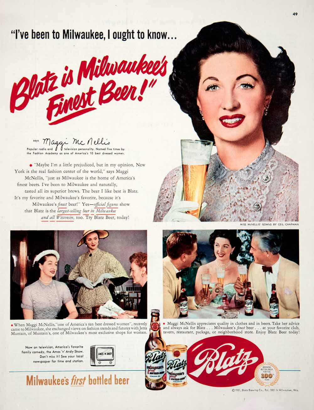 Item #86984 1950 Blatz Beer Testimonial Paper Ad