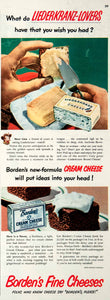 1951 Ad Borden's Cheese Cream Liederkranz Made USA Dairy Food Topping COLL3