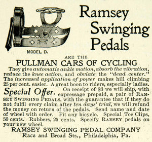 1900 Ad Ramsey Swinging Pedals Philadelphia Bicycle Bike Biking Pullman COLL4