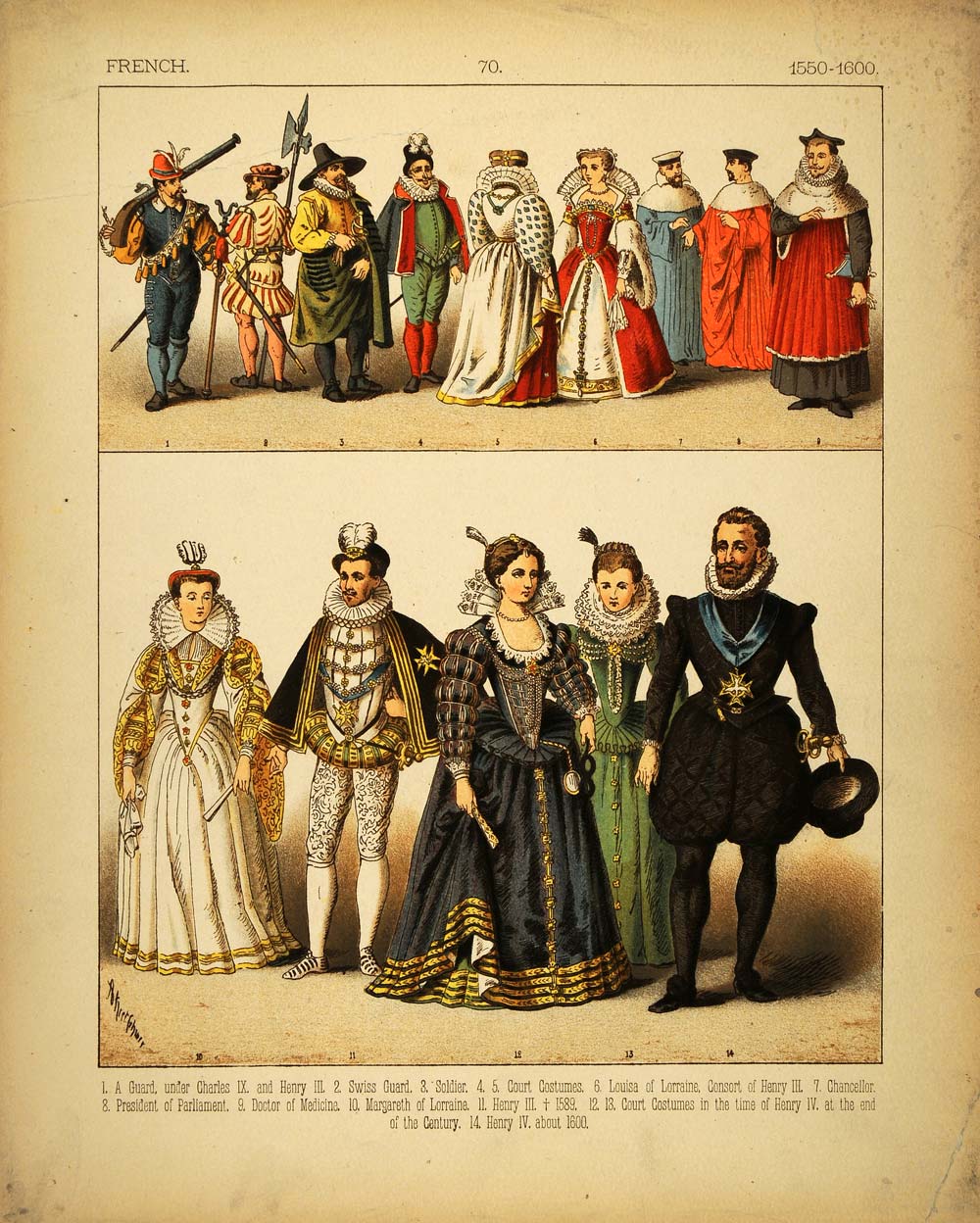 1882 Costume French Renaissance Court Dress Queen King - ORIGINAL
