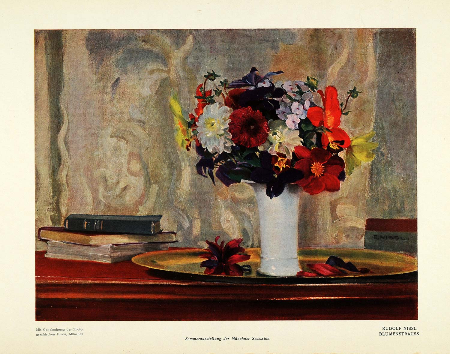 1914 Print Flower Bouquet Blumenstrauss Still Life Book Rudolf Nissl DKU1