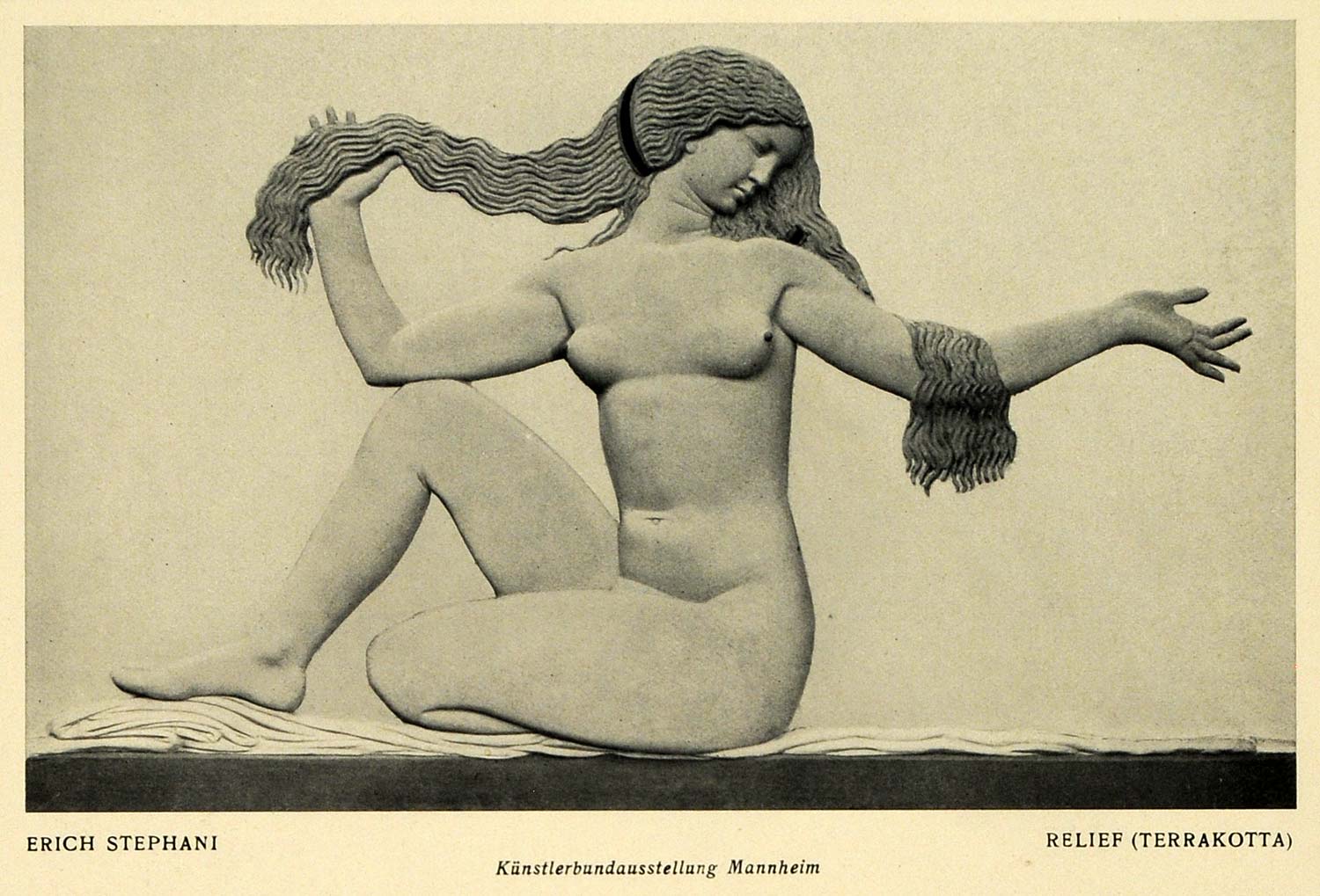 1913 Print Nude Naked Women Terra Cotta Relief Sculpture Art Erich Stephani DKU1