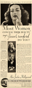1935 Ad Max Factor Hollywood Make-Up Studios Rouge Joan Crawford Actress MGM DL2