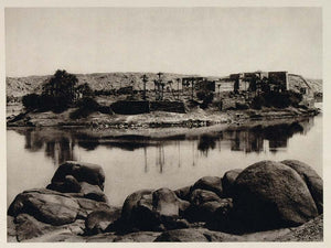 1929 Philae Island Ruin Nile River Egypt Before the Dam - ORIGINAL EGYPT