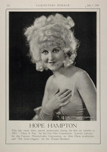 1923 Print Hope Hampton Gold Diggers Silent Film Actor ORIGINAL HISTORIC EH1