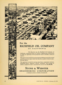 1932 Ad Stone & Webster Engineering Corp. Richfield Oil - ORIGINAL ELC1