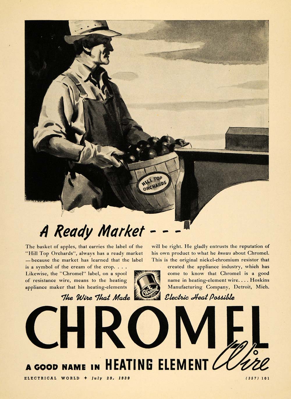 1939 Ad Hoskins Manufacturing Co. Chromel Heating Wire - ORIGINAL ELC1