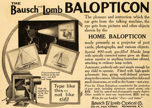 1915 Ad Home Balopticon Bausch Lomb Optical Projector - ORIGINAL ADVERTISING EM1