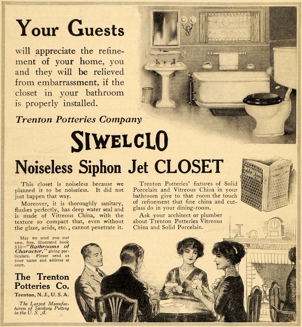 1913 Ad Trenton Potteries Siwelclo Siphon Jet Closet - ORIGINAL ADVERTISING EM1