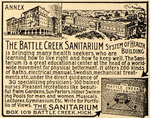 1913 Ad Battle Creek Michigan Sanitarium Resort Health Center Resort Therapy EM1