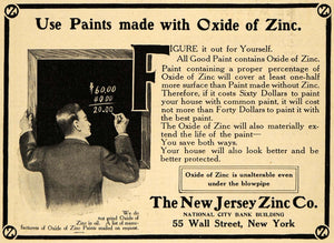 1911 Ad Oxide of Zinc Paints New Jersey Zinc Company - ORIGINAL ADVERTISING EM1