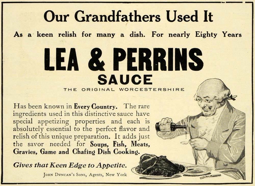 1911 Ad John Duncans Sons Lea & Perrins Sauce Condiment Food Products Meal EM2