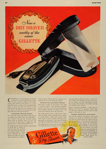 1938 Ad Gillette Razor Dry Shaver Antique Shaving Mass - ORIGINAL ESQ1