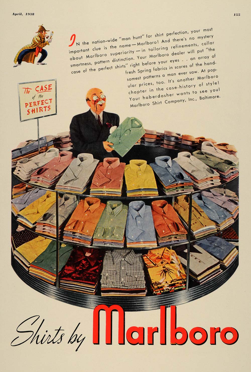 1938 Ad Marlboro Men's Dress Business Shirts Fashion - ORIGINAL ADVERTISING ESQ1