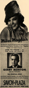 1938 Ad Savoy Plaza Hotel Mitzi Mayfair Gerry Morton - ORIGINAL ADVERTISING ESQ1