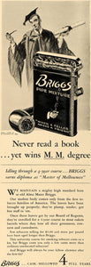 1938 Ad P Lorillard Briggs Pipe Tobacco Smoking Mixture Graduate Student ESQ1