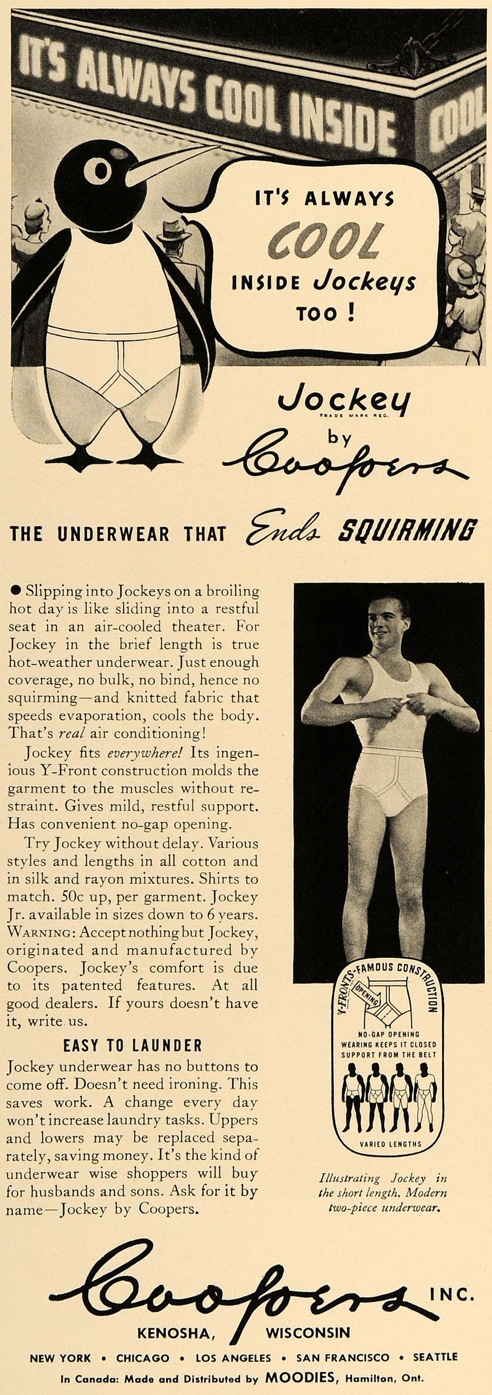 Jockey men's underwear print ad 1951 vintage 1950s retro art illustated  Cooper