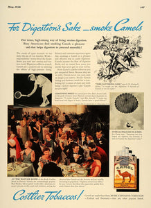 1936 Ad Camel Cigarettes Digestion Tennis Parachute - ORIGINAL ADVERTISING ESQ2